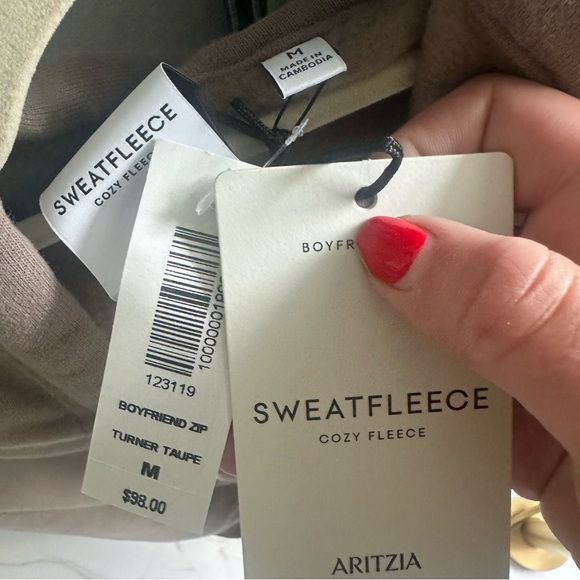 Aritzia Cozy Sweatfleece Boyfriend Zip Hoodie in Turner Taupe - Picture 8 of 10